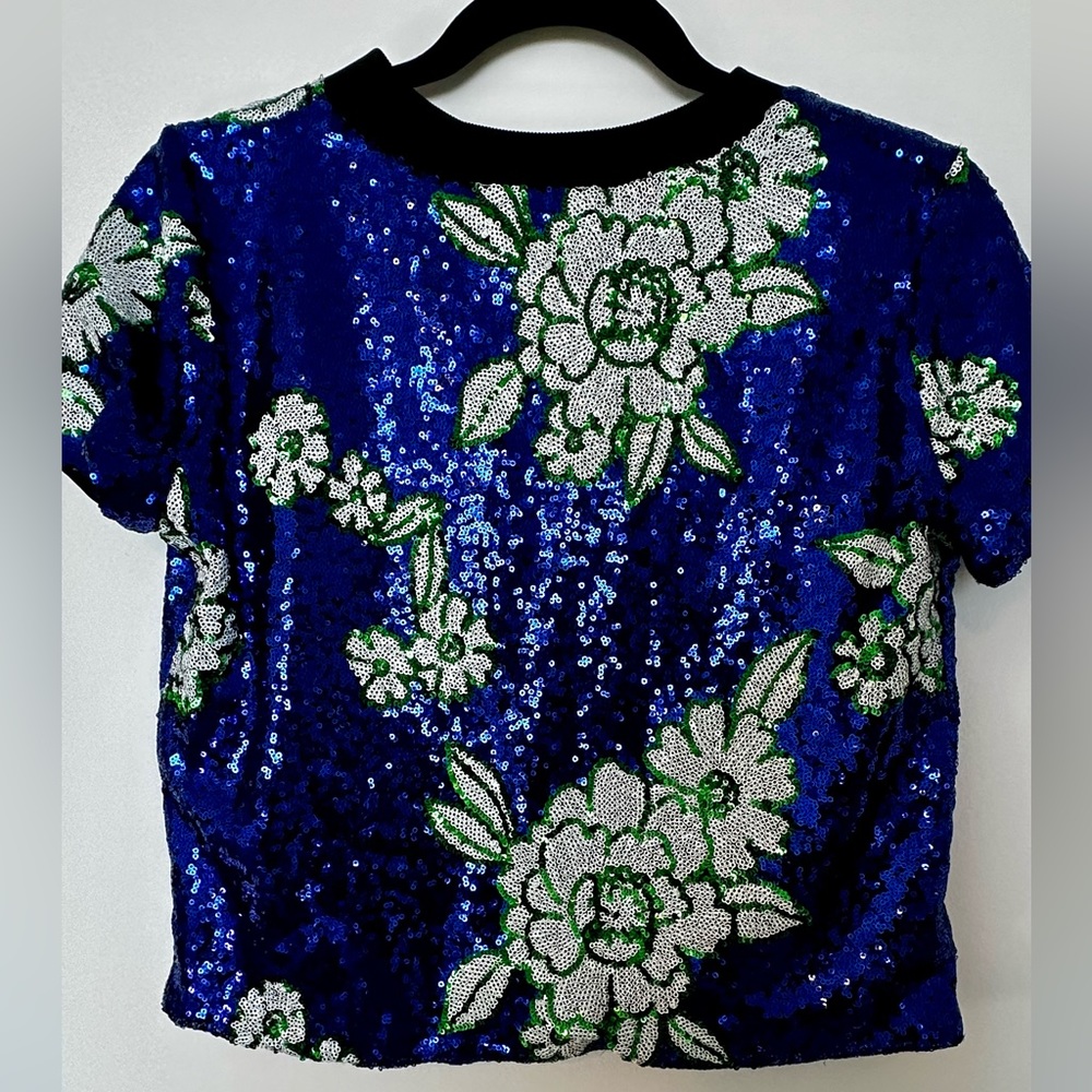 Floral print T-shirt with sequins